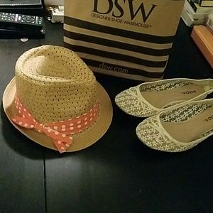 Pink polka dot straw fedora
